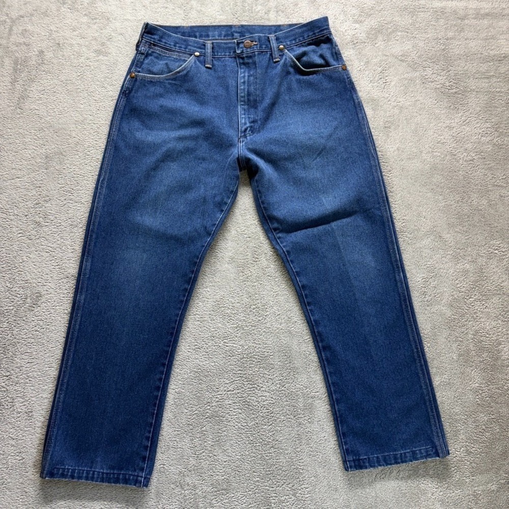 Vintage Wrangler Jeans Mens 33X28 Blue Cowboy Cut 910DEN Straight Western Denim